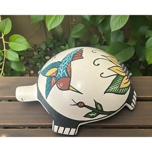 Mata Ortiz Pottery Martha Hernandez Turtle Hummingbird Sunflower Folk Art Mexico